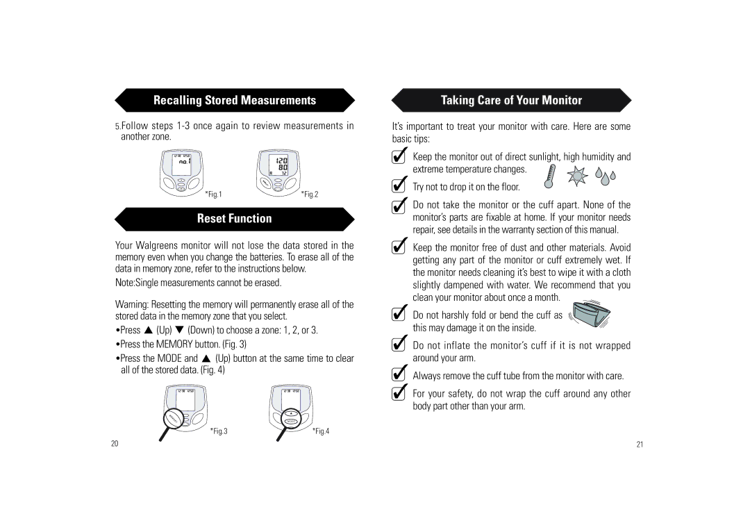 Walgreens BD-1234W manual Reset Function, Taking Care of Your Monitor 