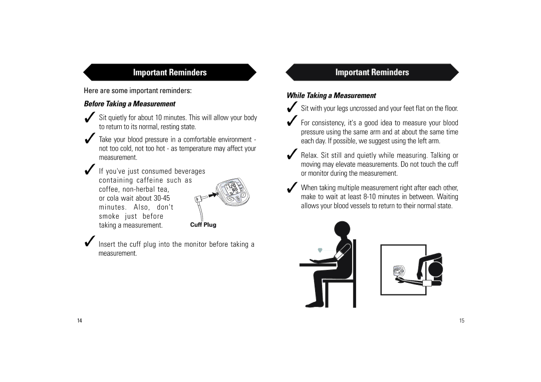 Walgreens BD-1234W manual Important Reminders, Here are some important reminders, Before Taking a Measurement 