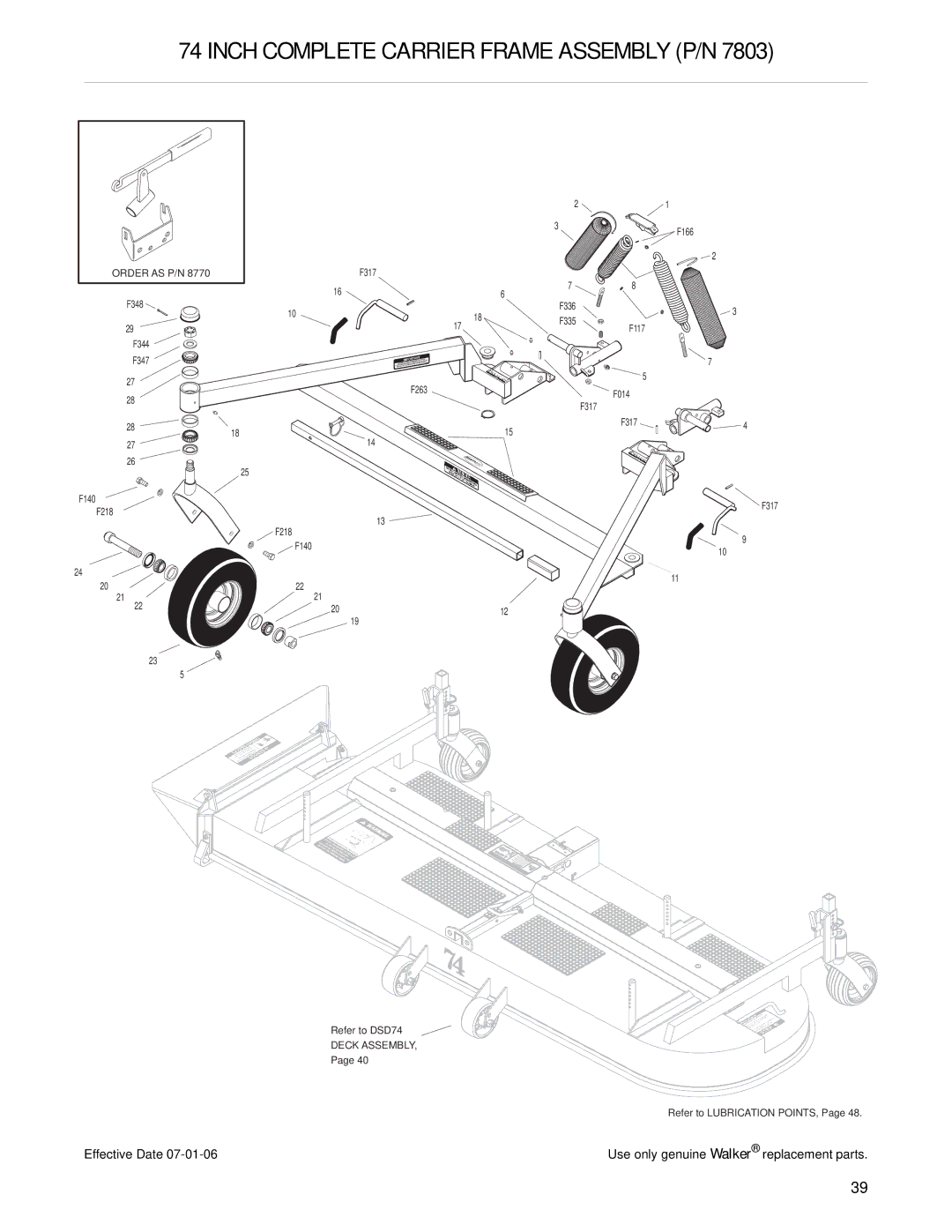 Walker 42-inch, 52-inch, 56-inch, 62-inch, 74-inch, 36-inch, 48-inch manual Order AS P/N 