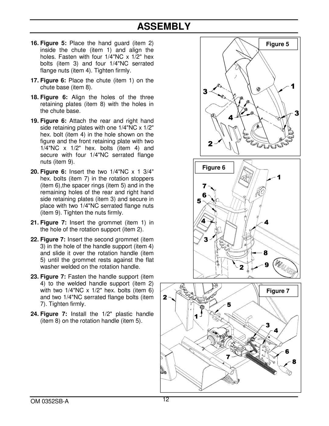 Walker 5600-20 manual Assembly 