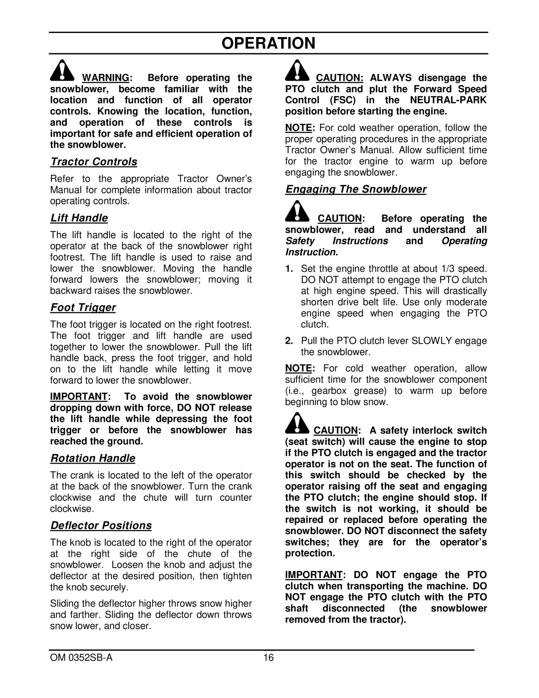 Walker 5600-20 manual Operation 