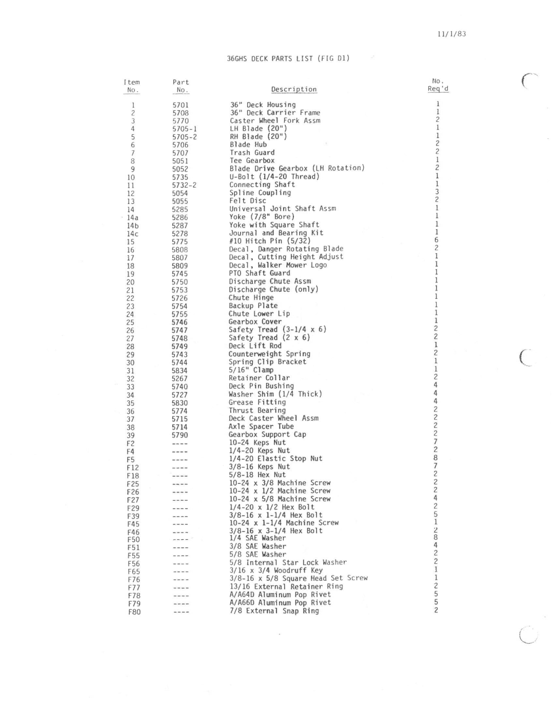 Walker M36-42 manual 