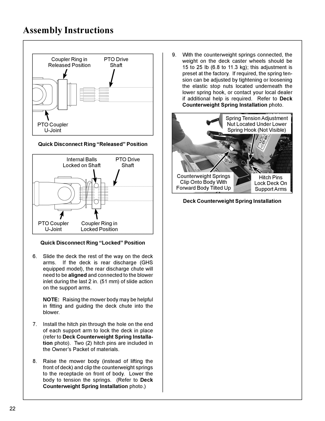 Walker MC19 manual Quick Disconnect Ring Released Position, Quick Disconnect Ring Locked Position 