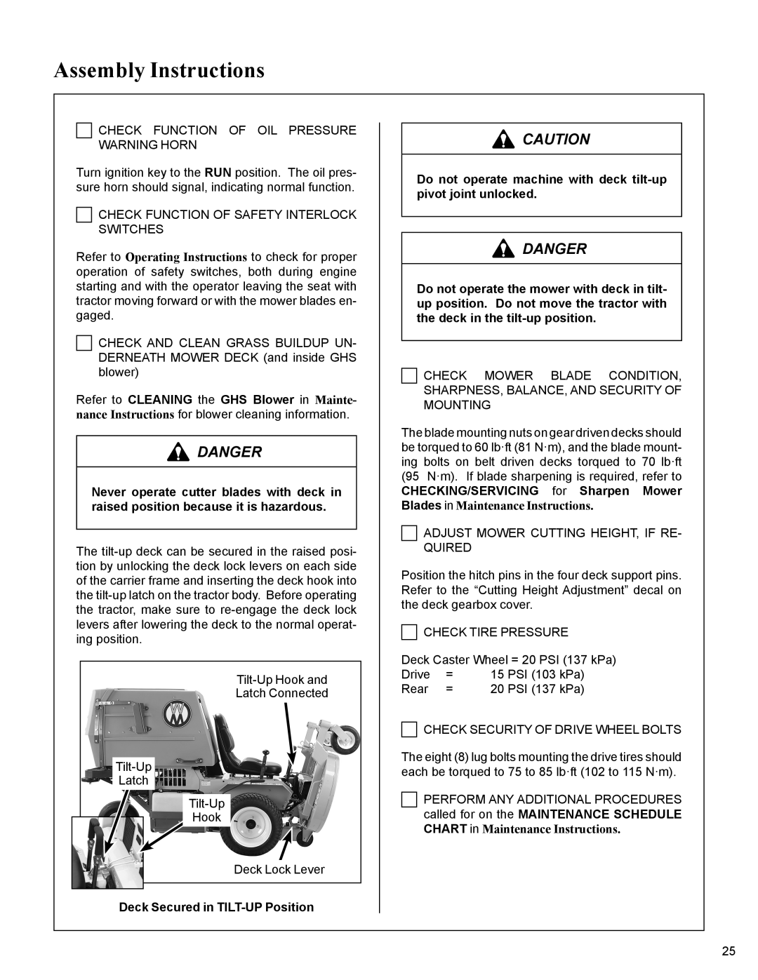 Walker MC19 manual Blades in Maintenance Instructions 