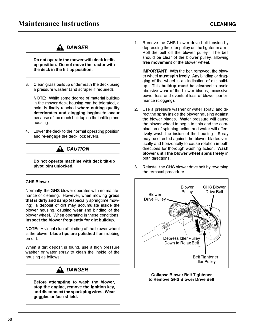 Walker MC19 manual Maintenance Instructions 