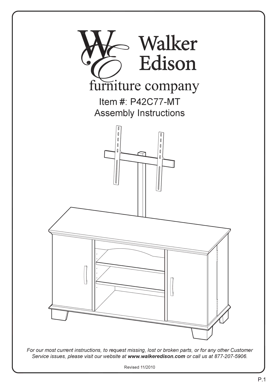 Walker P42C77BL-MT manual Item # P42C77-MT Assembly Instructions 