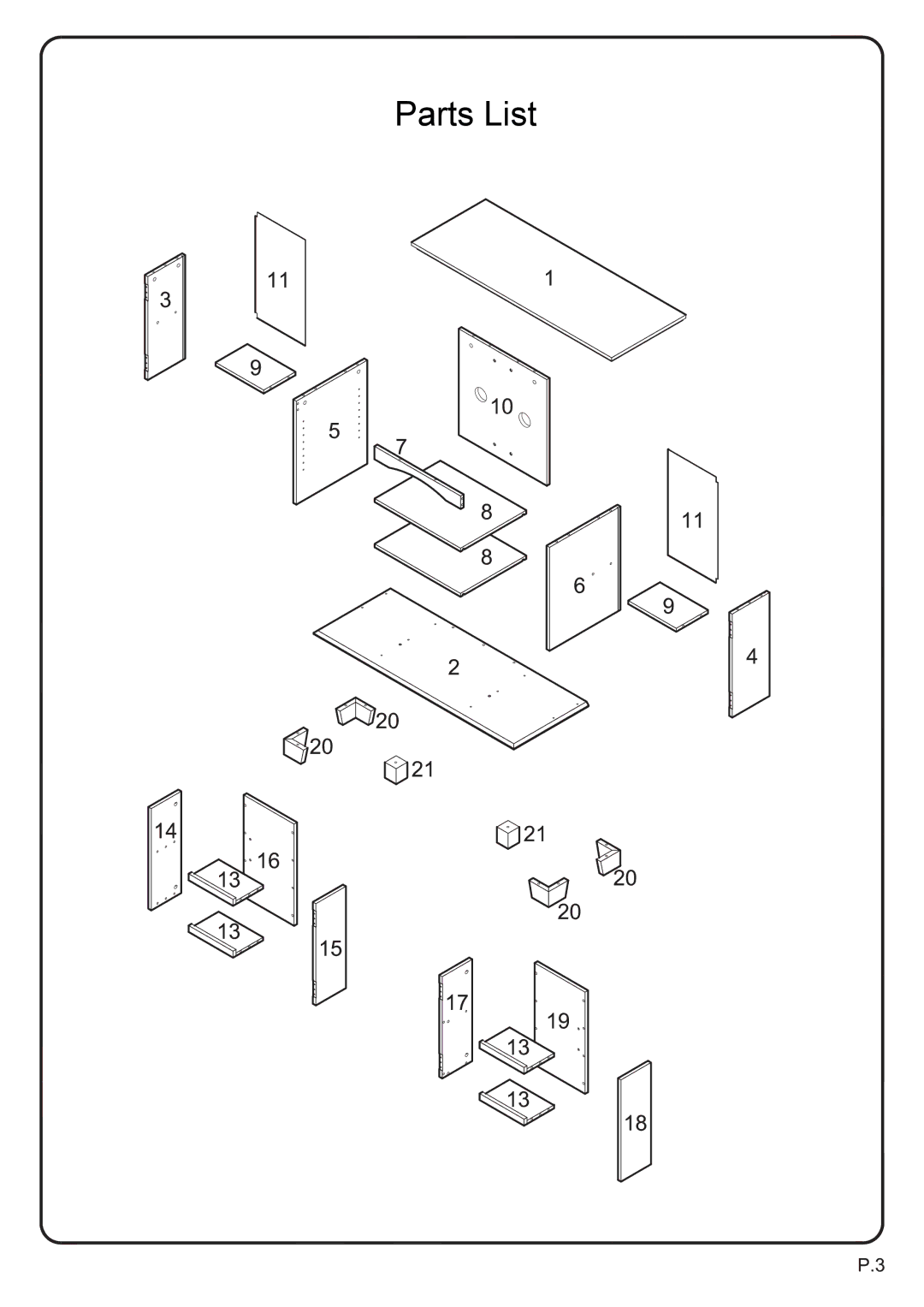 Walker P42C77BL-MT manual Parts List 