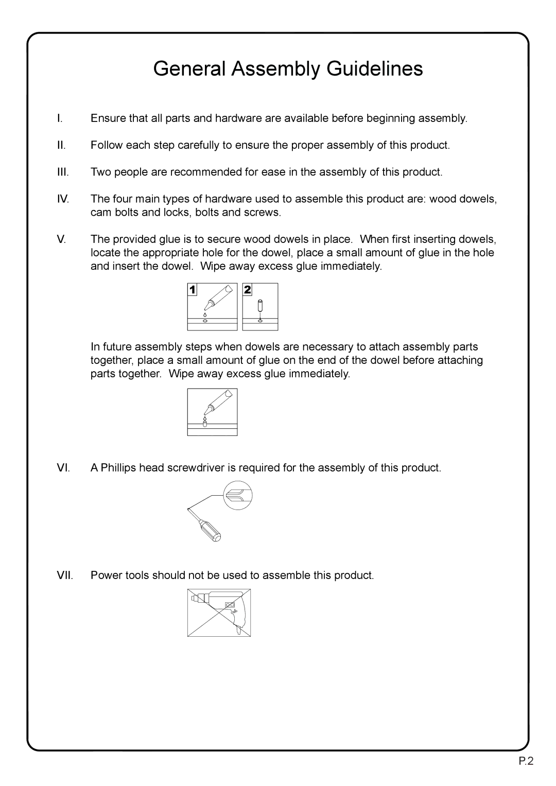 Walker P60CMPBL-MT manual General Assembly Guidelines 