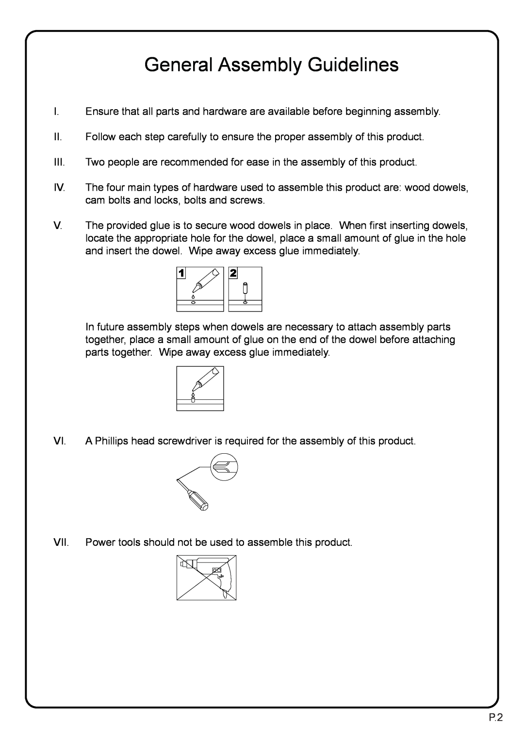 Walker P60CMPBL-MT manual General Assembly Guidelines 