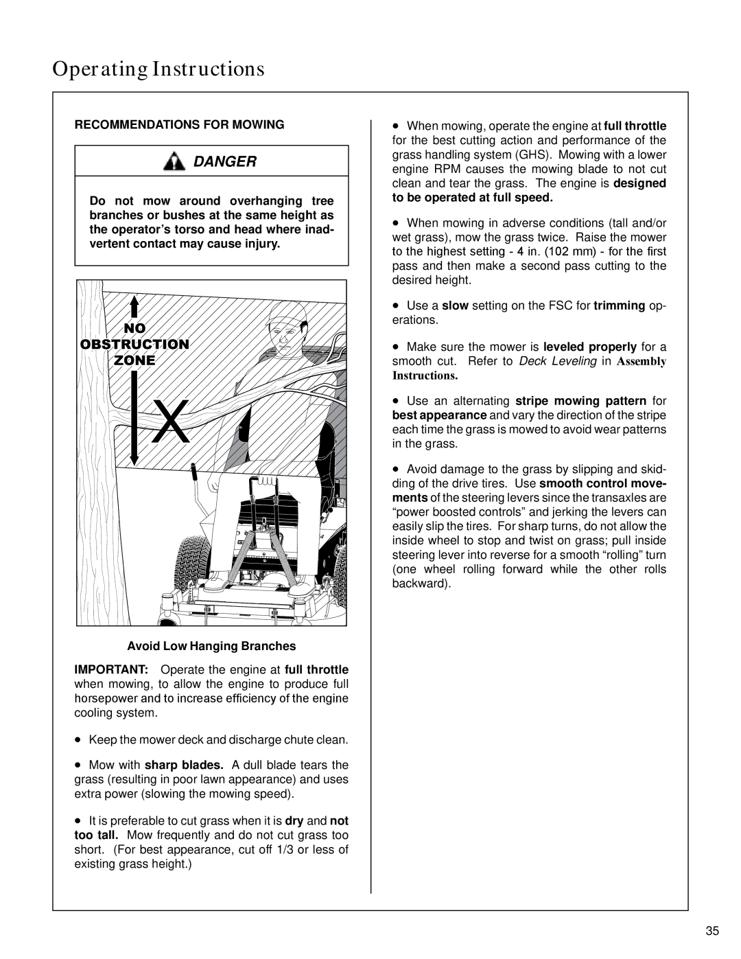 Walker S14 manual Recommendations for Mowing 