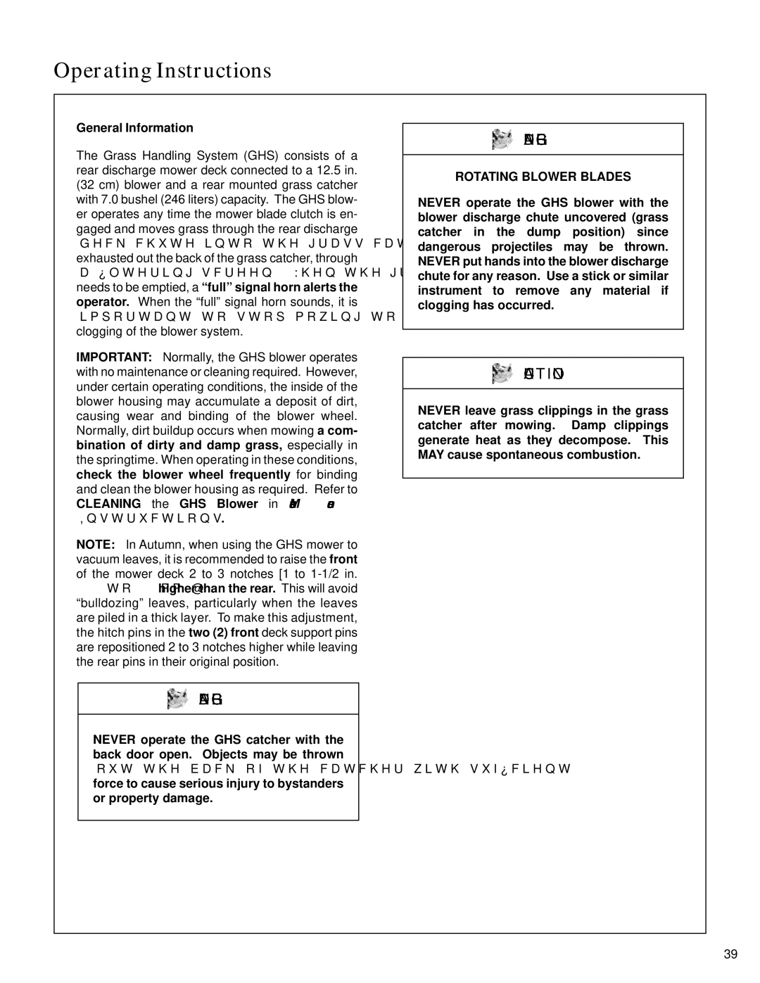 Walker S14 manual General Information, Rotating Blower Blades 