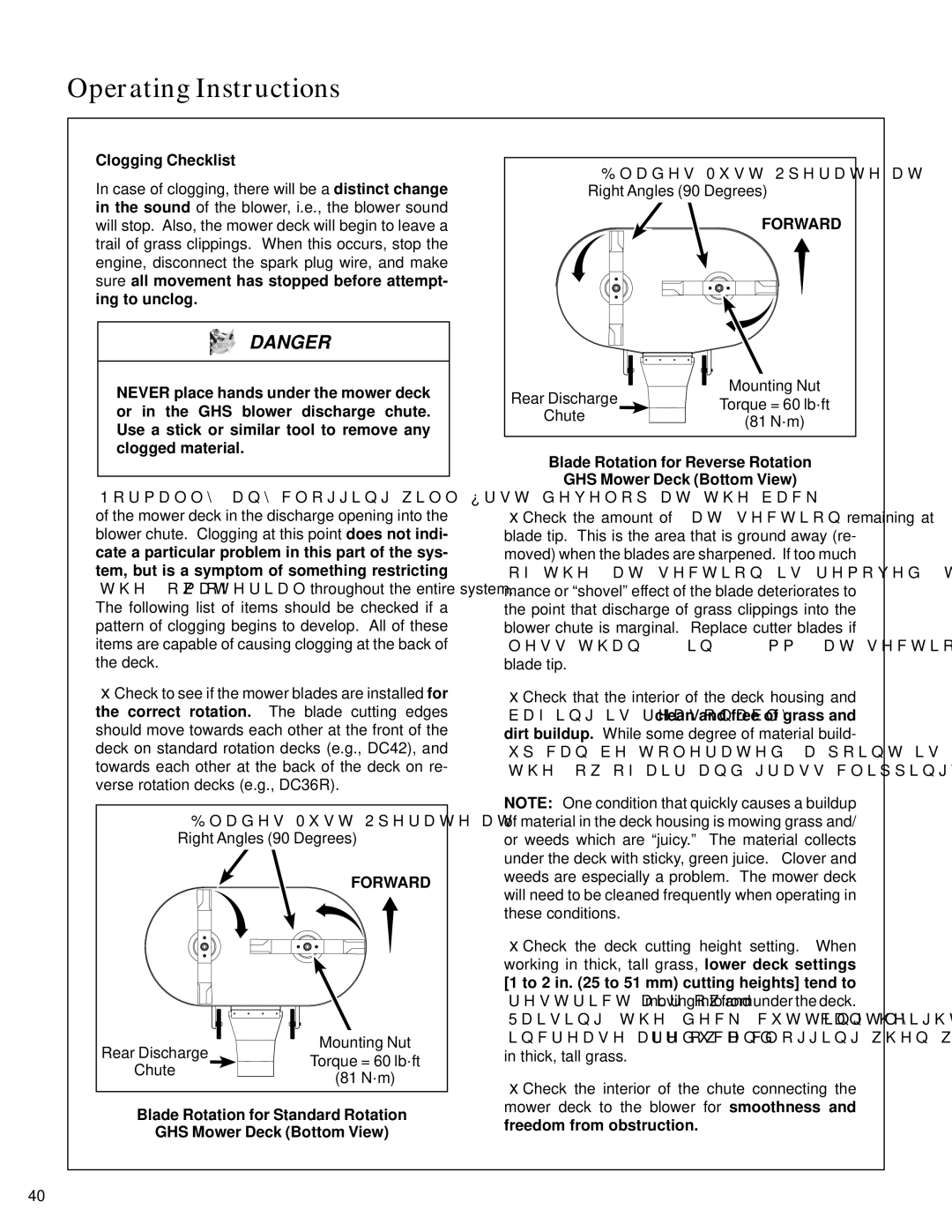 Walker S14 manual Clogging Checklist, Forward 