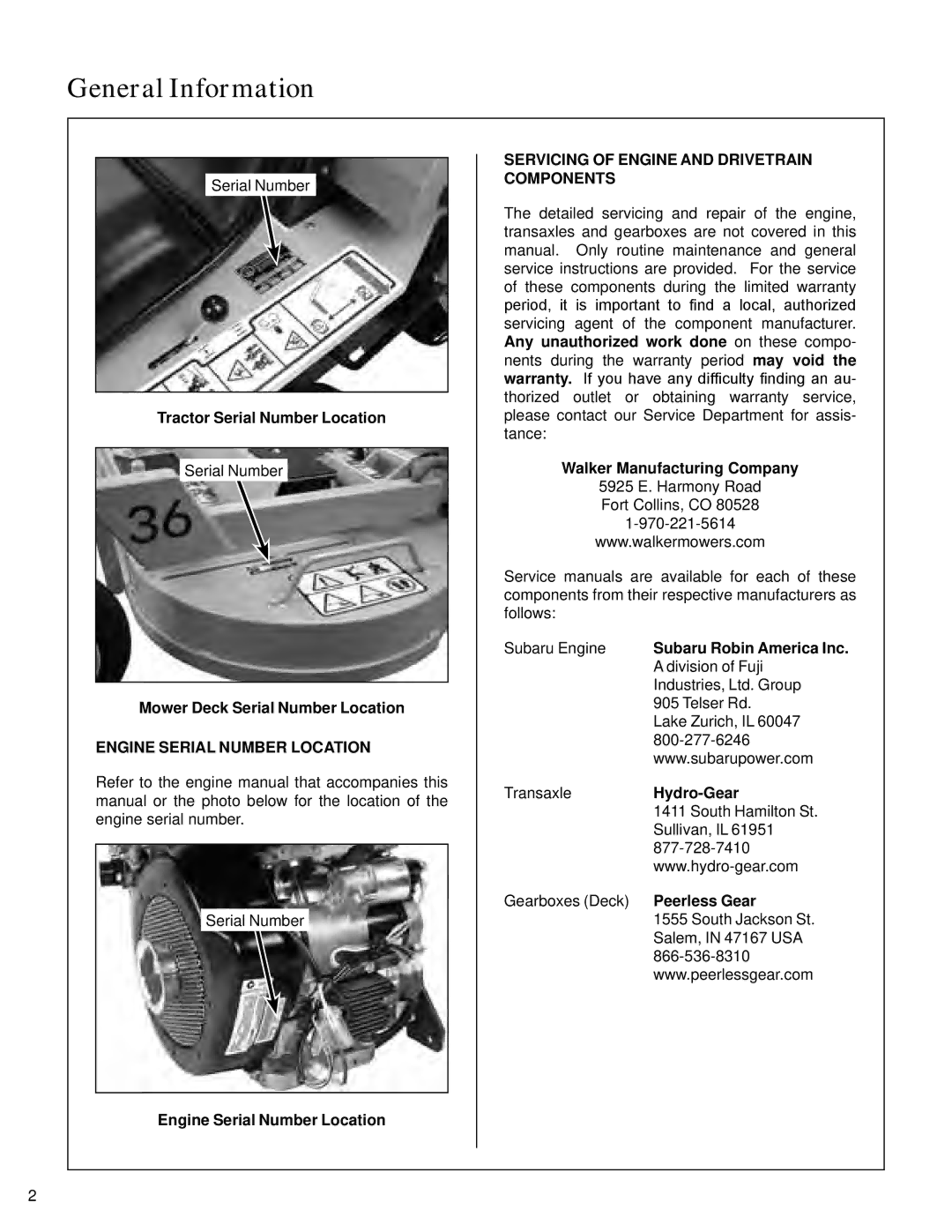 Walker S14 manual Servicing of Engine and Drivetrain Components 