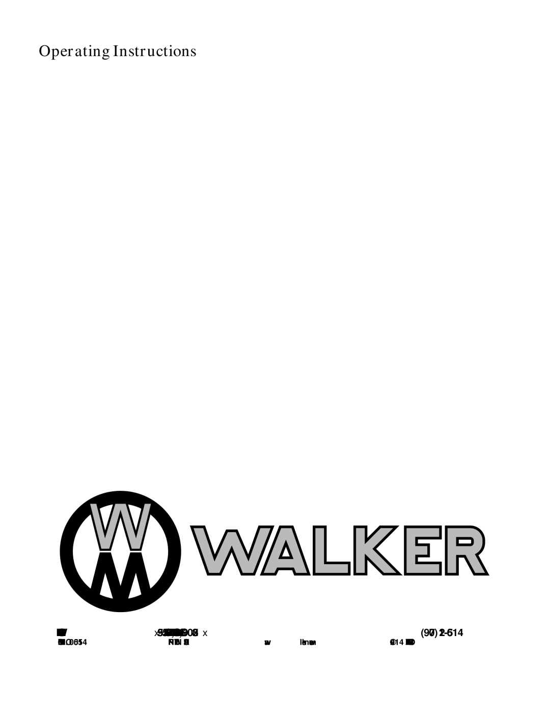 Walker S14 manual Walker MFG. CO E. Harmony ROAD, Fort COLLINS, CO 80528 970 