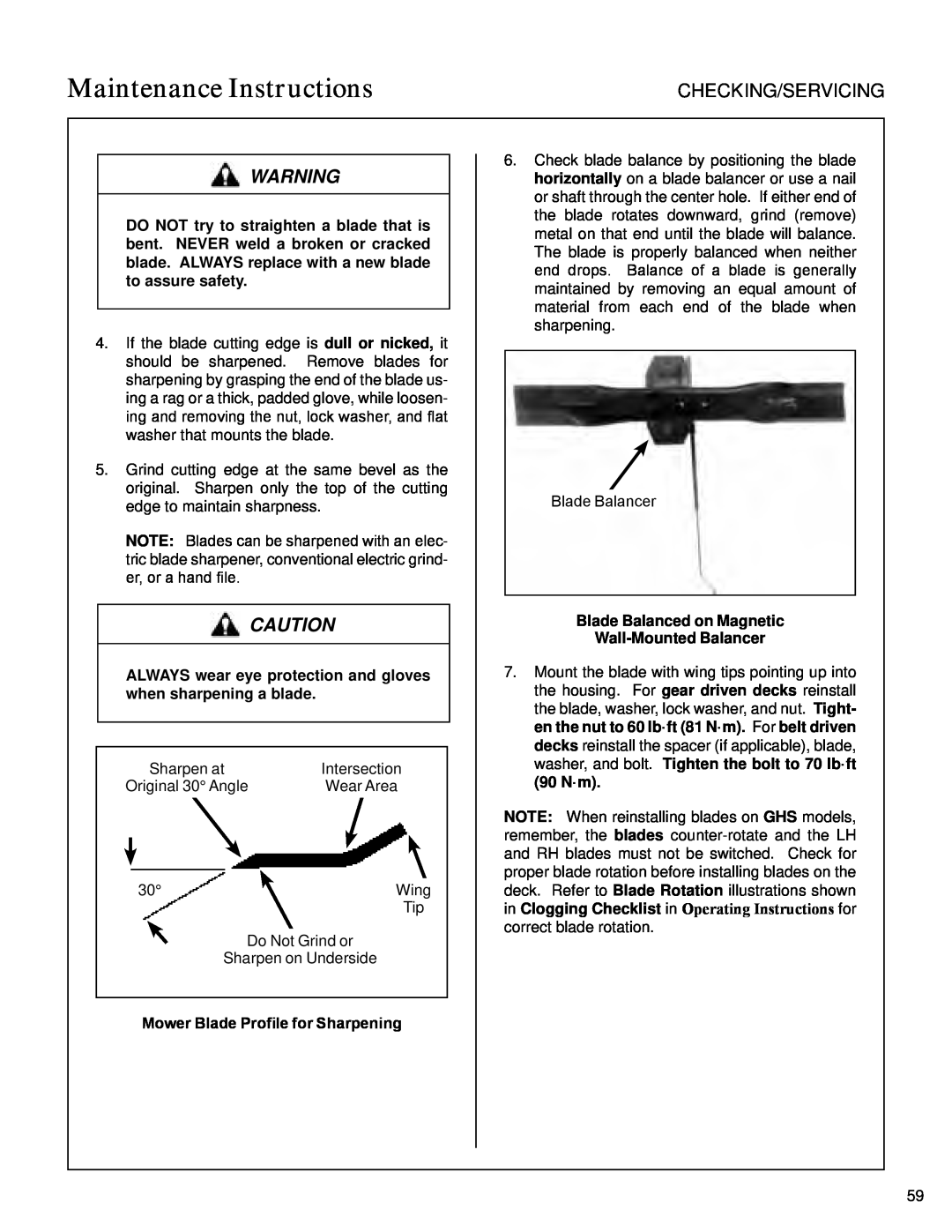 Walker S14 Mower Blade Profile for Sharpening, Blade Balanced on Magnetic Wall-MountedBalancer, Maintenance Instructions 