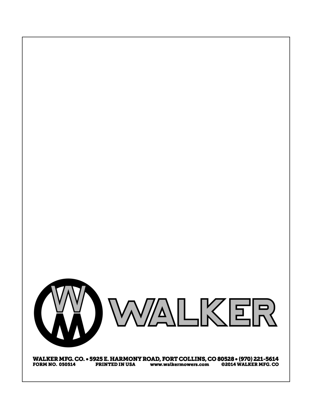 Walker S14 manual Form No, Printed In Usa, Walker Mfg. Co 