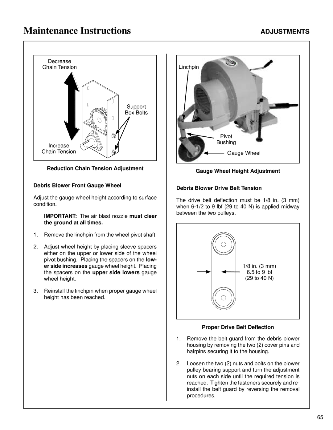 Walker SB6670, DB6680, DB6660, RB6650, IH6620 owner manual Proper Drive Belt Deflection 