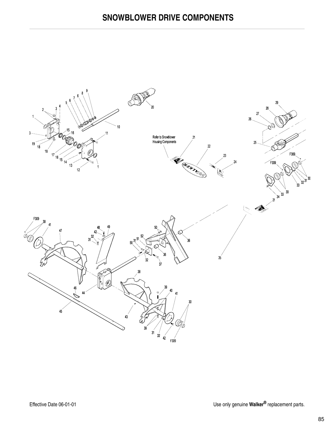 Walker SB6670, DB6680, DB6660, RB6650, IH6620 owner manual Snowblower Drive Components 