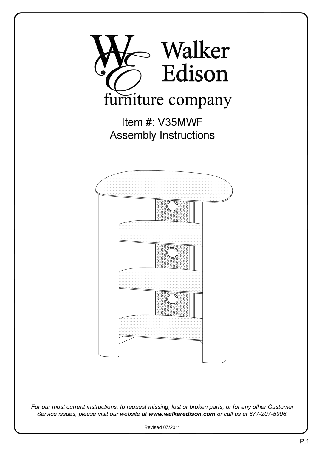 Walker manual Item # V35MWF Assembly Instructions 