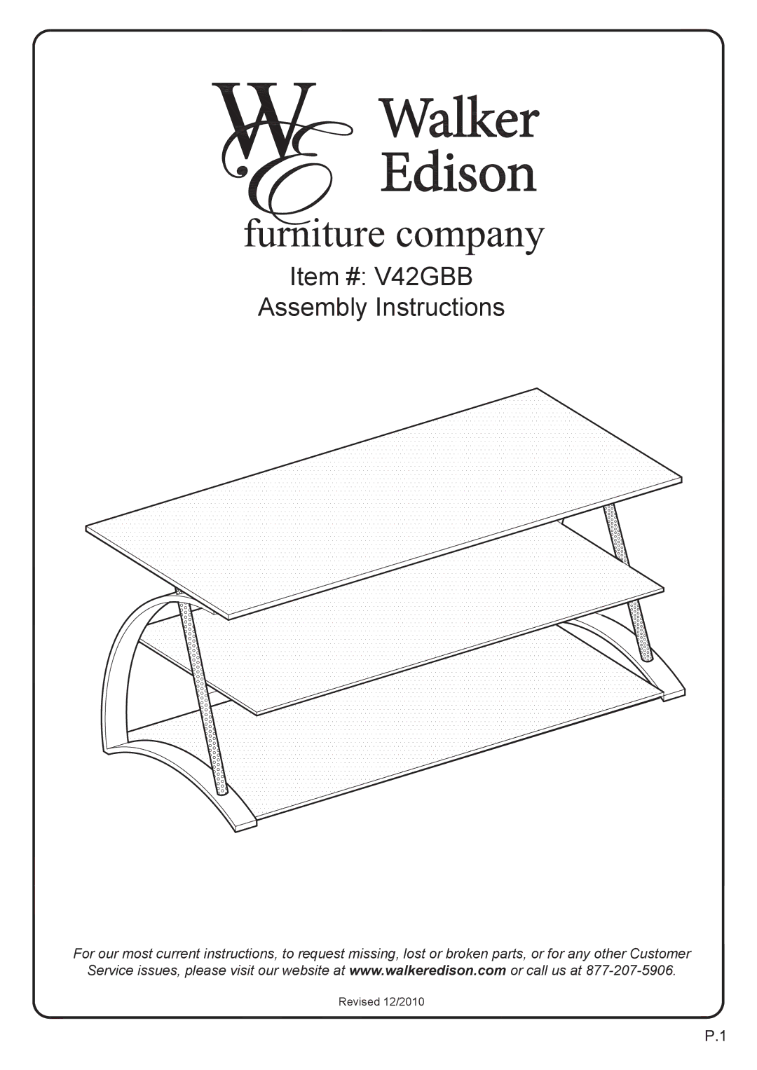 Walker manual Item # V42GBB Assembly Instructions 