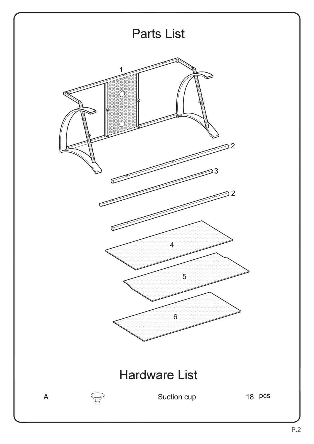 Walker V42GBB manual Parts List Hardware List 