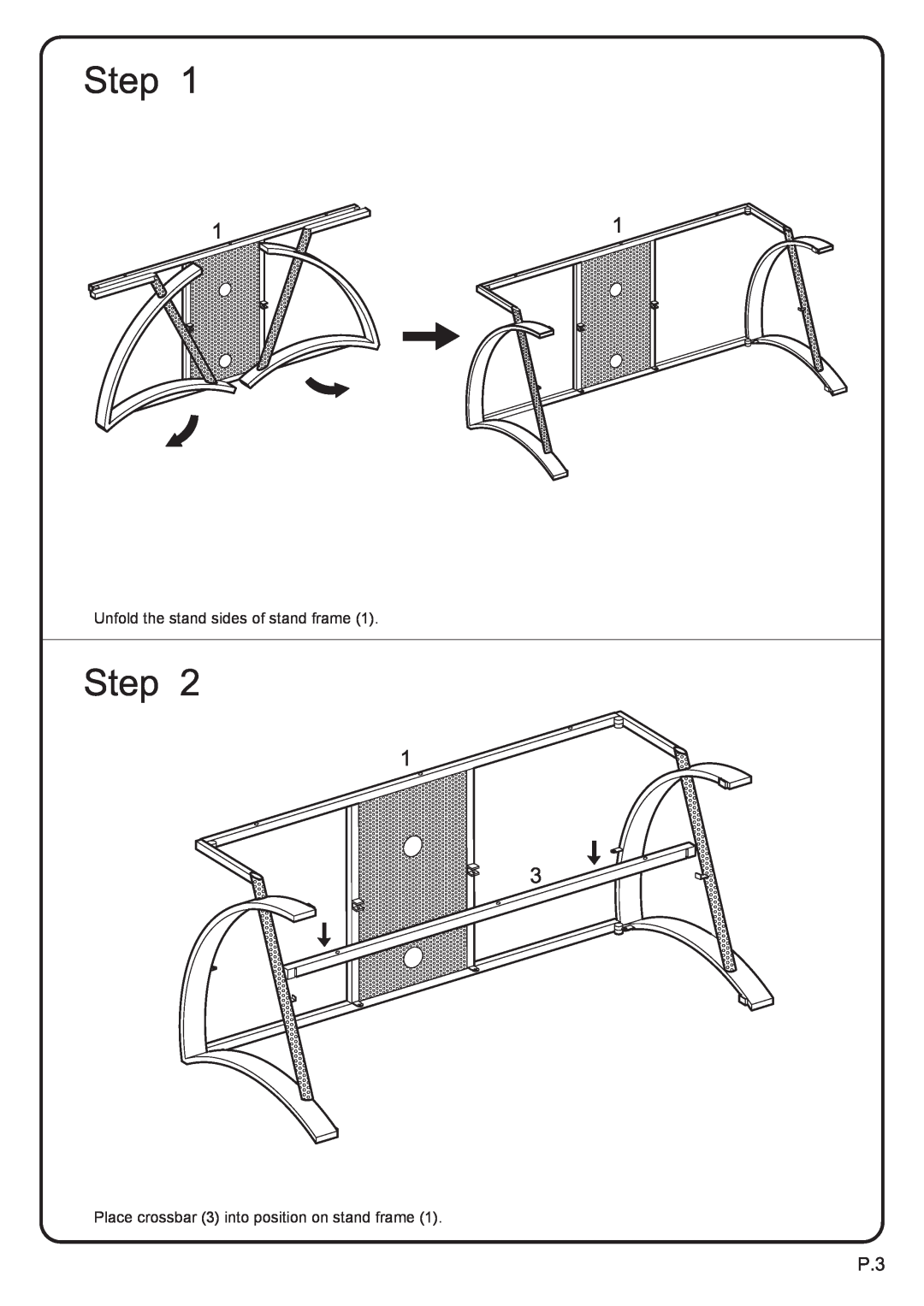 Walker V42GBB manual Unfold the stand sides of stand frame, Place crossbar 3 into position on stand frame 