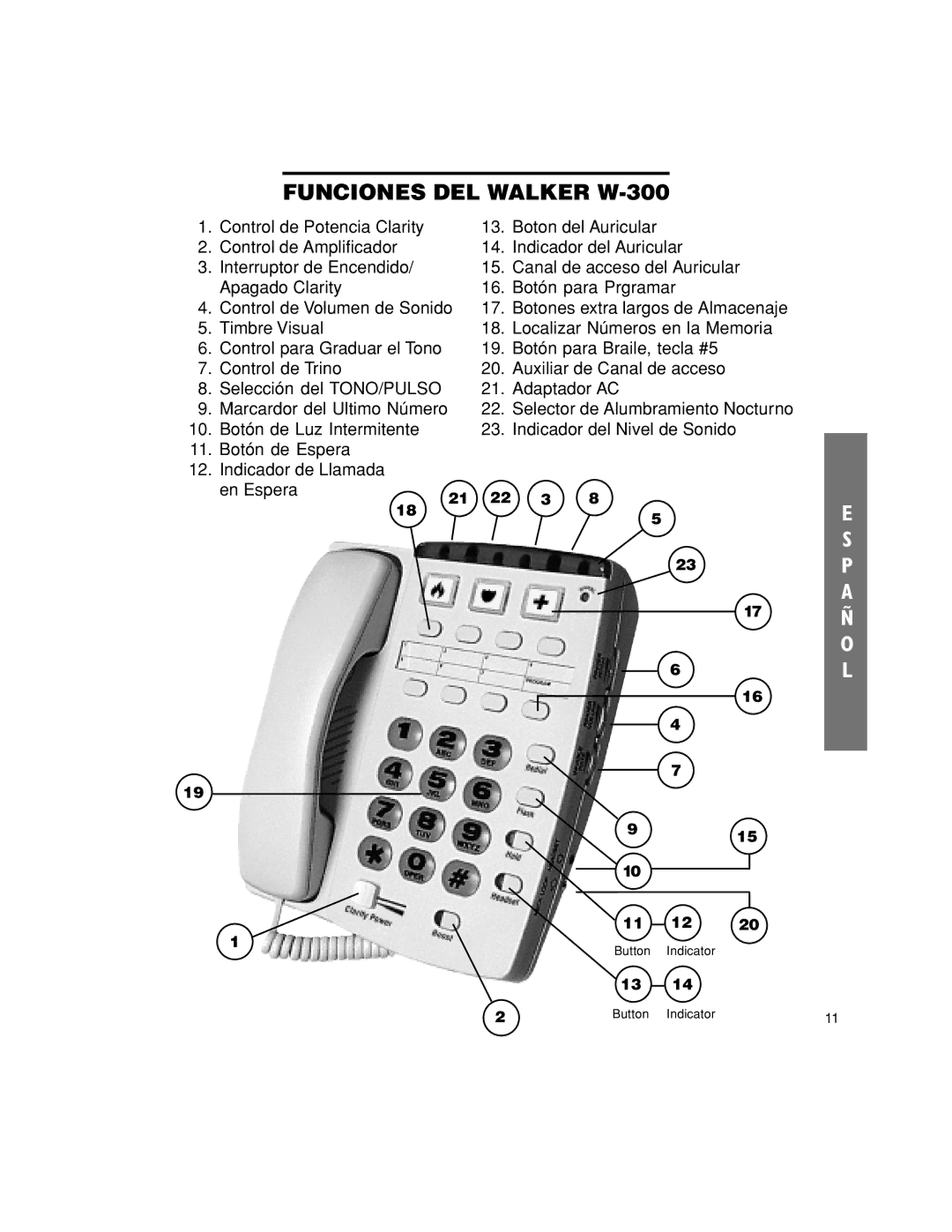 Walker manual Funciones DEL Walker W-300, En Espera 