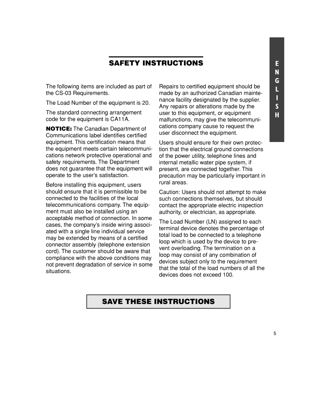 Walker W-300 manual Safety Instructions 