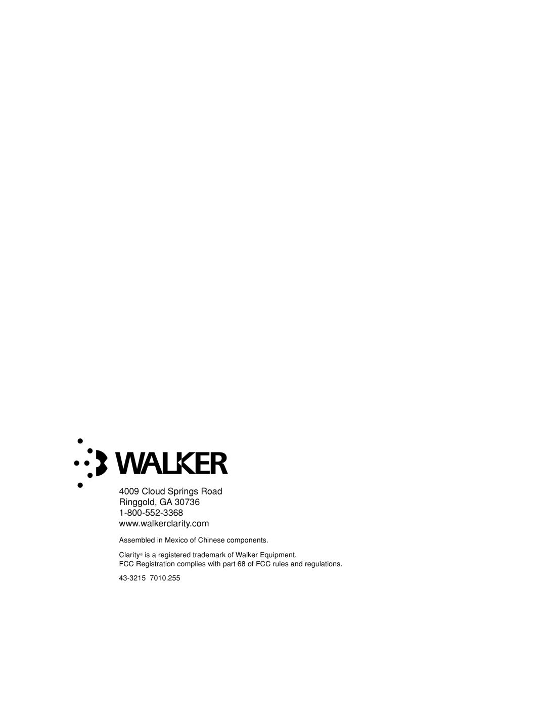 Walker W-300 manual 