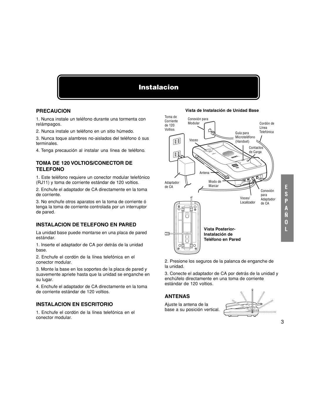 Walker W-400 user manual Instalacion 