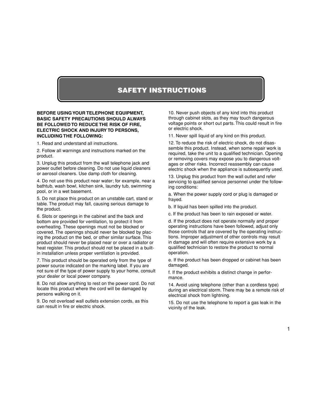 Walker W-400 user manual Safety Instructions 