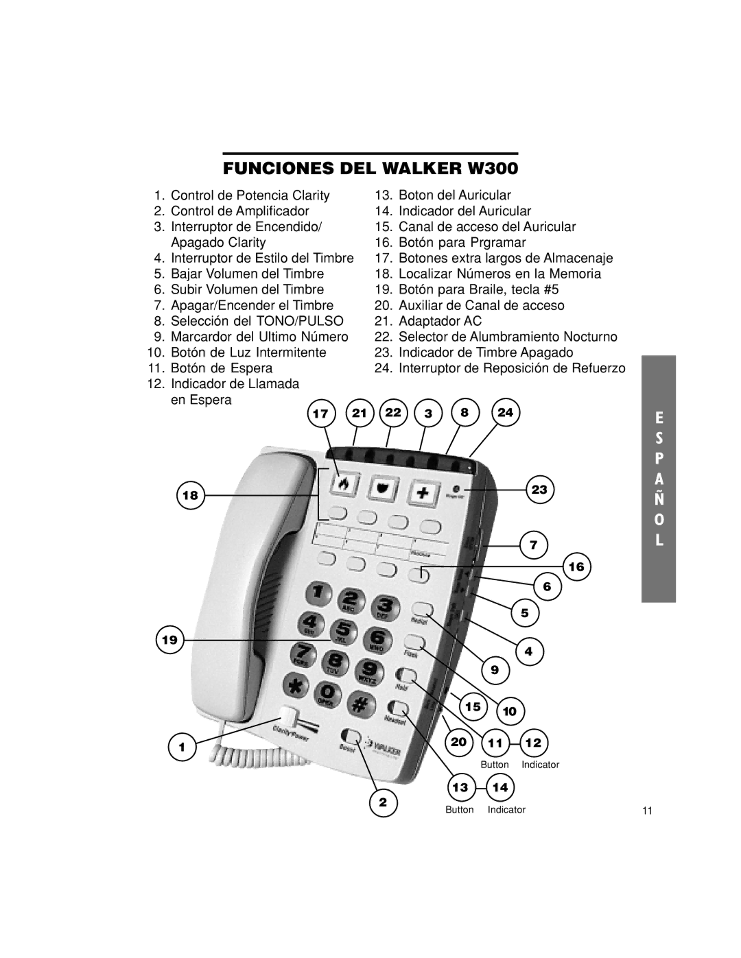 Walker manual Funciones DEL Walker W300 