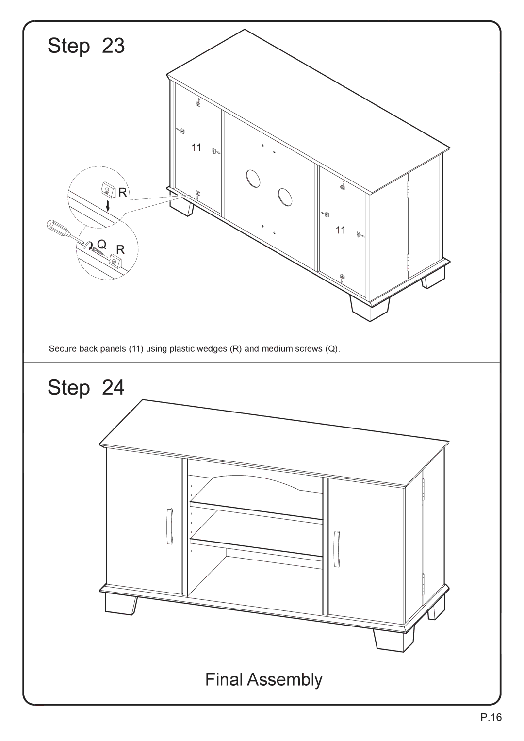 Walker W42C77BL manual Final Assembly 