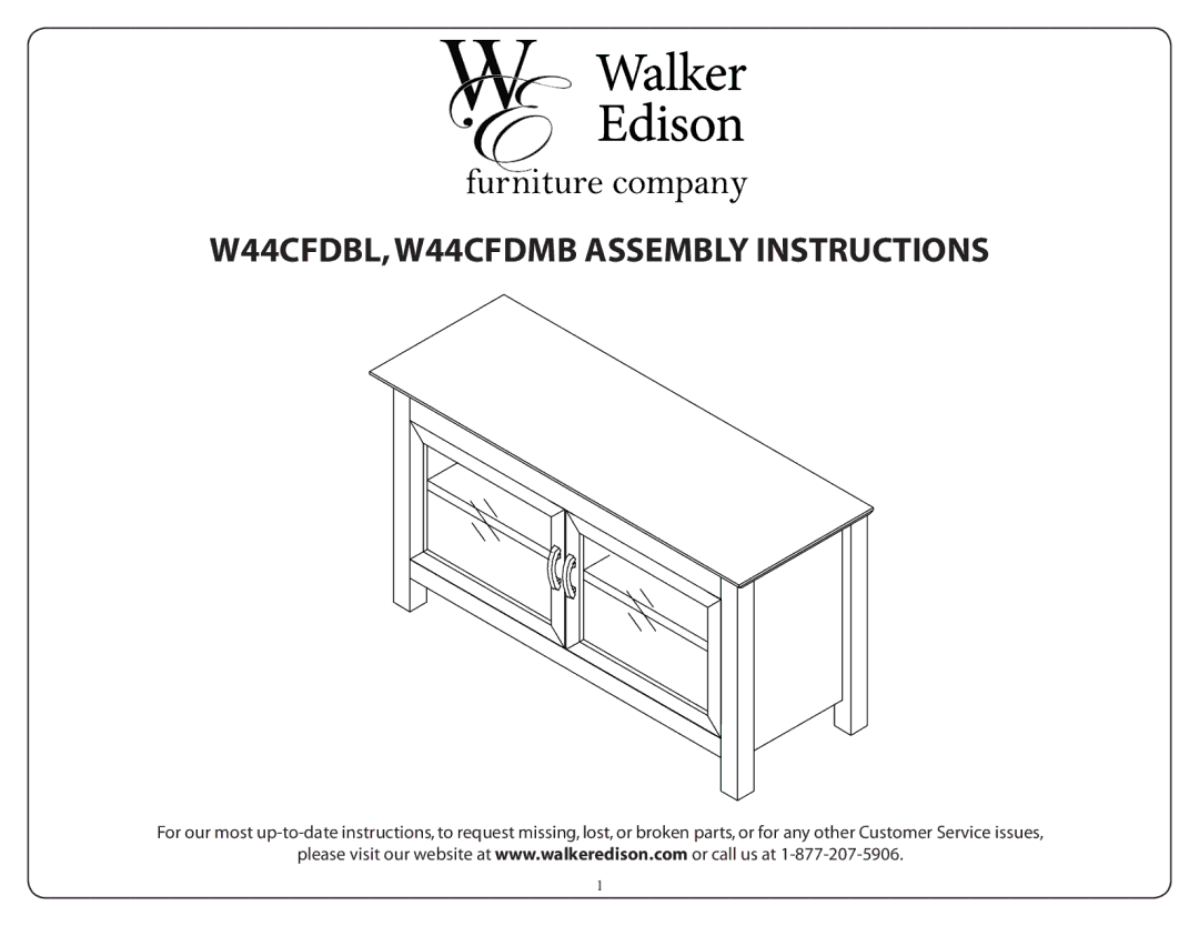 Walker manual W44CFDBL,W44CFDMB Assembly Instructions 