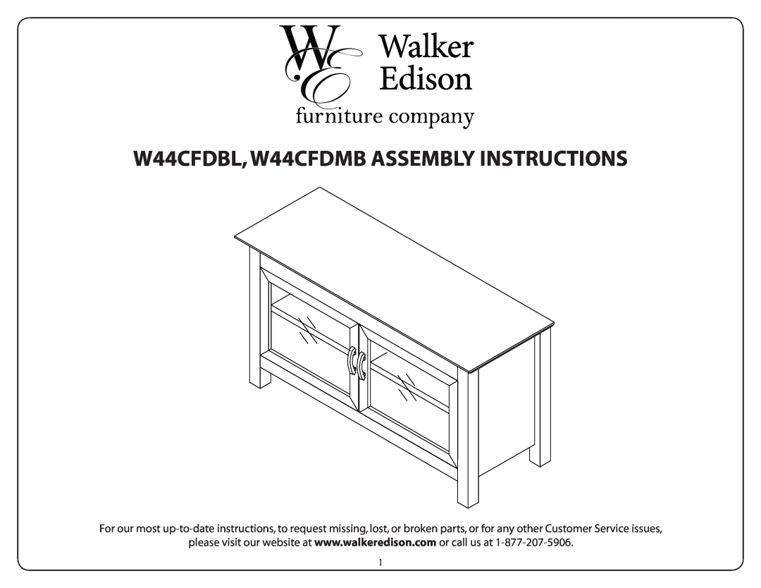 Walker manual W44CFDBL,W44CFDMB ASSEMBLY INSTRUCTIONS 