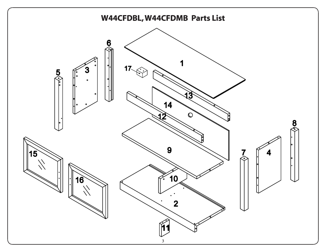 Walker manual W44CFDBL,W44CFDMB Parts List 