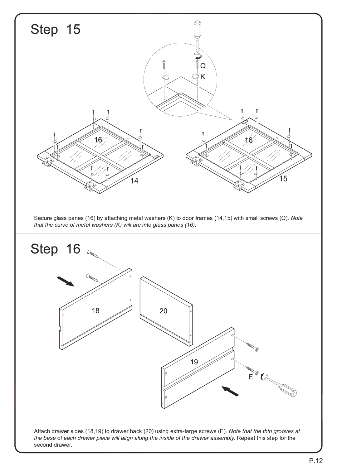 Walker W52C2DWWB, W52C2DWBL manual 