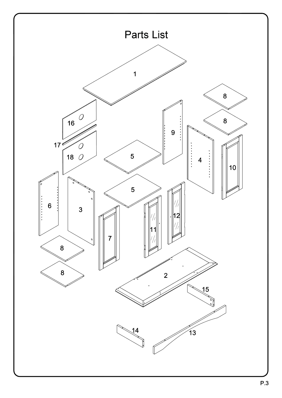 Walker WQ42BC1BL manual Parts List 