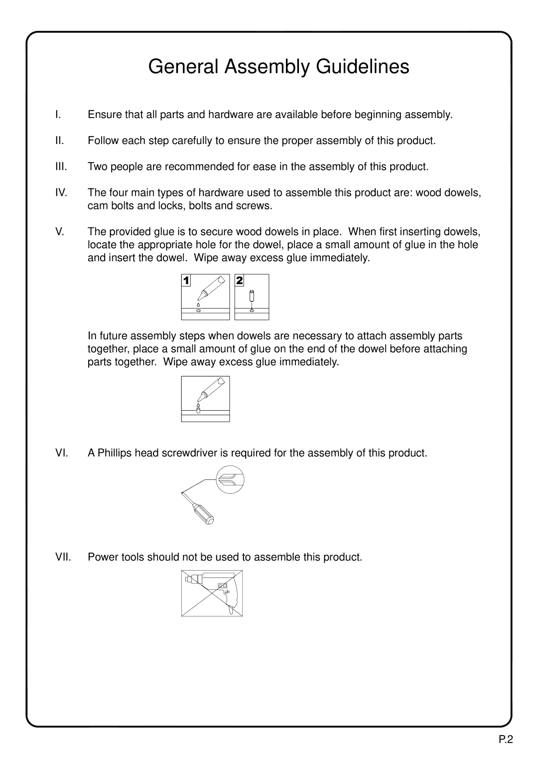 Walker WQ42BC3TB, WQ42BC3BL manual General Assembly Guidelines 