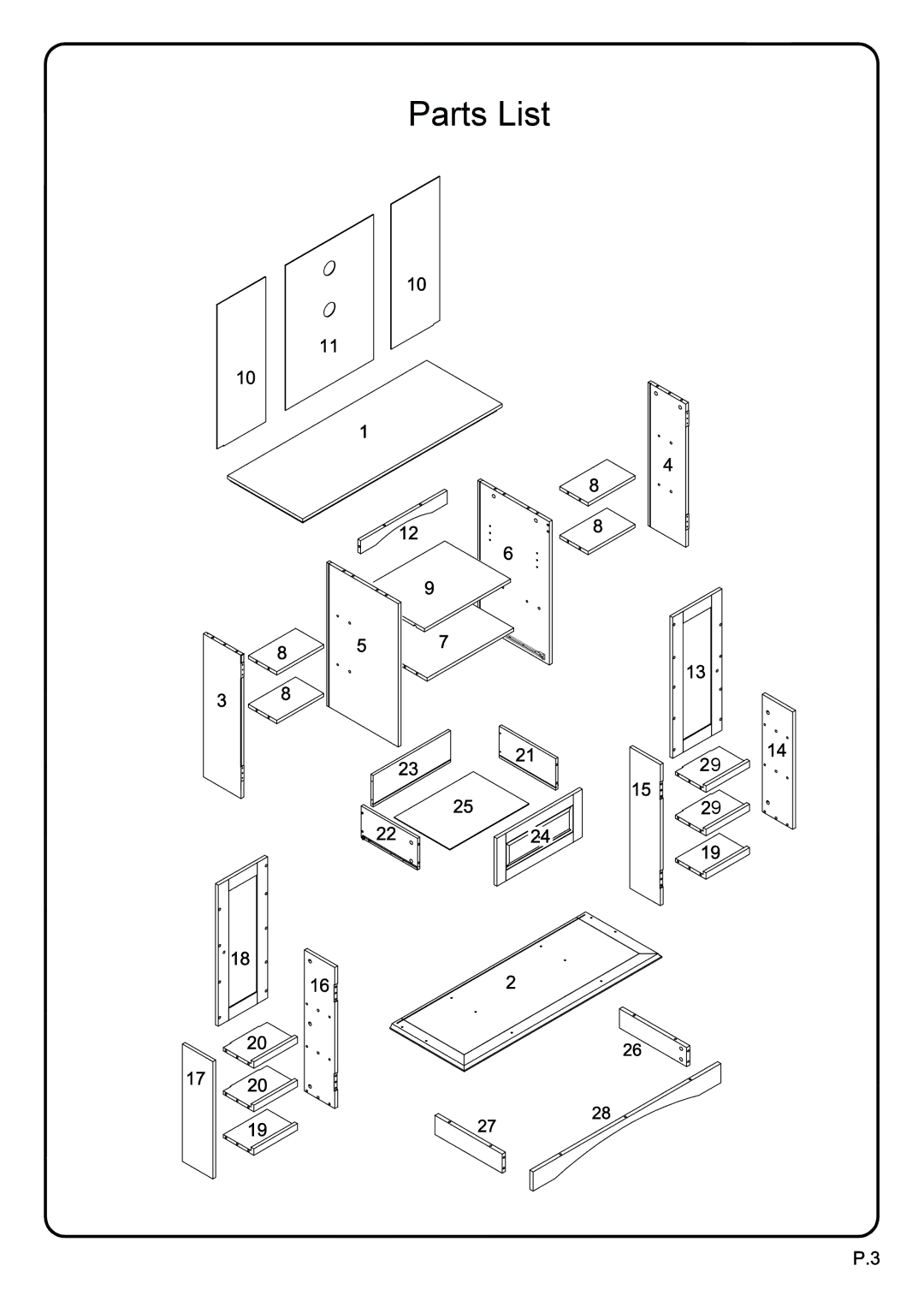 Walker WQ42BC3BL, WQ42BC3TB manual Parts List 