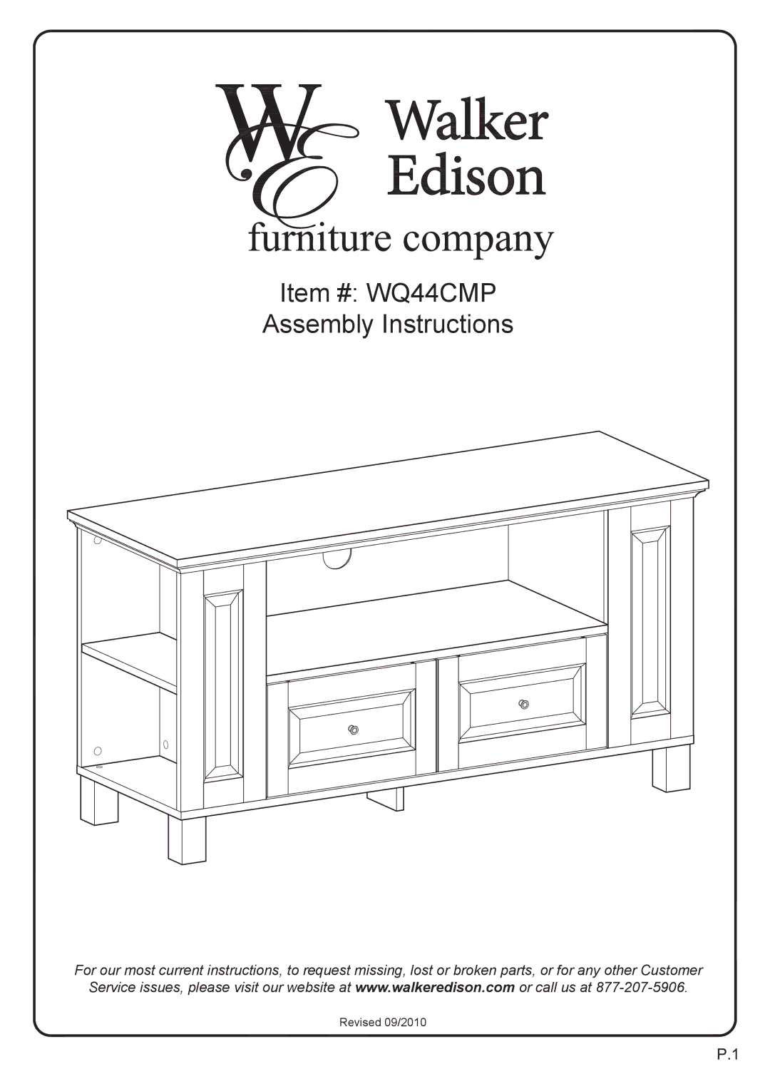 Walker WQ44CMPTB manual Item # WQ44CMP Assembly Instructions 