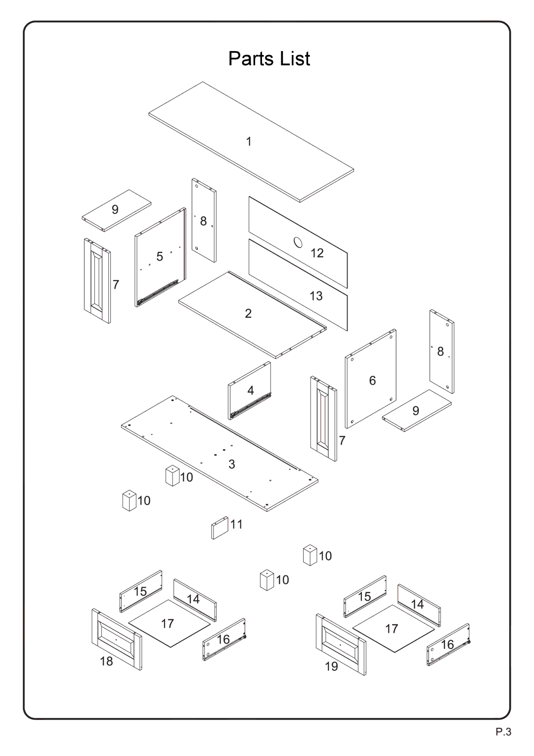 Walker WQ44CMPTB manual Parts List 