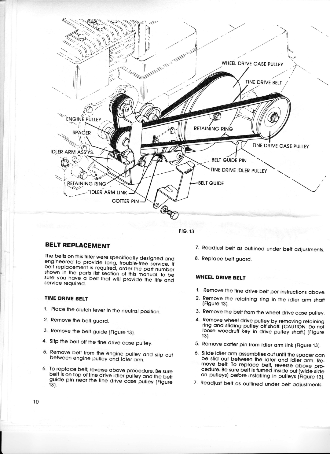 Ward's GIL-39012B manual Fre, Tinedrivecasepulley, Gutde, Cotterpin, Wheelorivebelt 