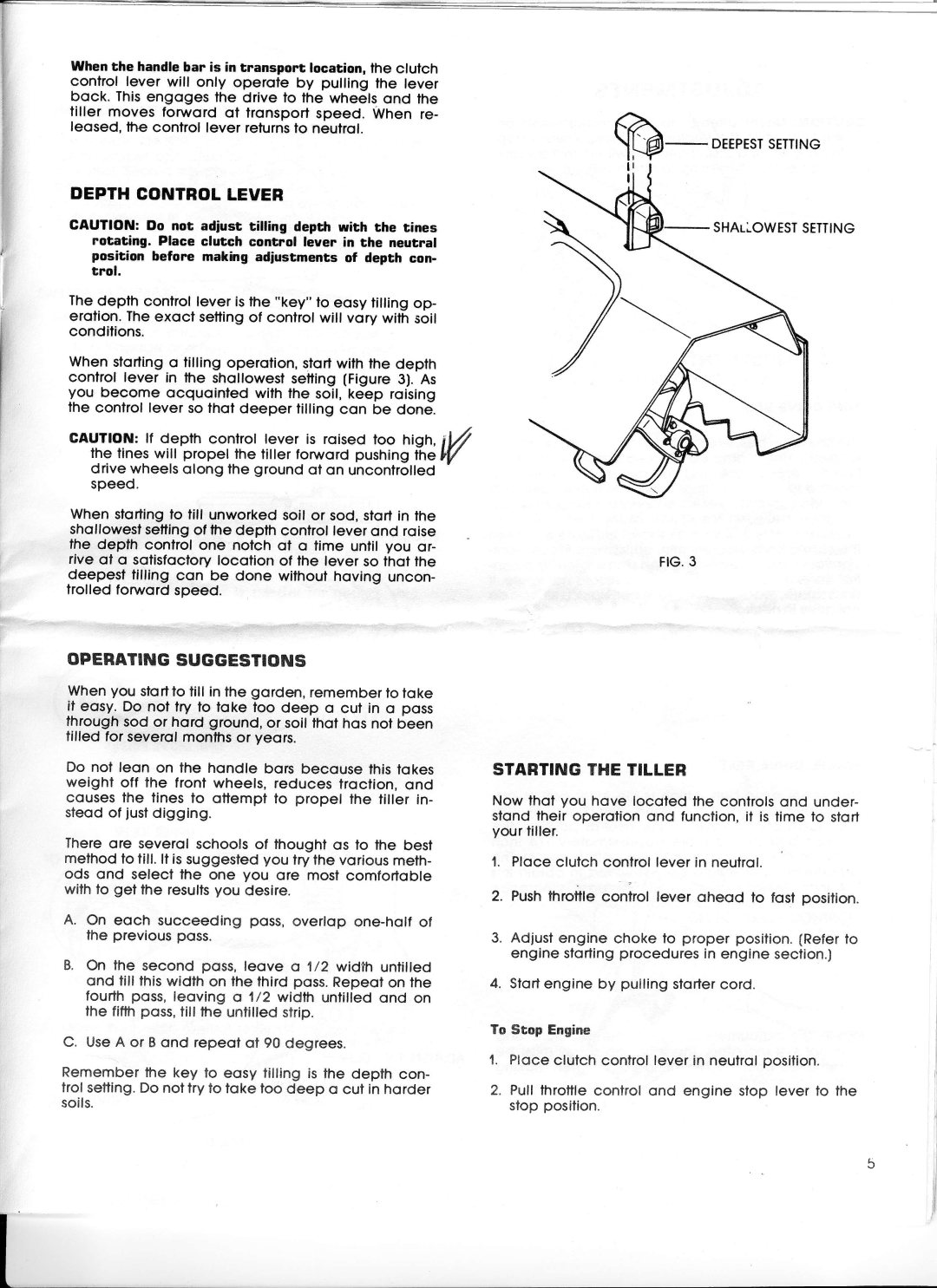 Ward's GIL-39012B manual Opebating Suggestions, Starting the Tiller, Shaulowestsetting 