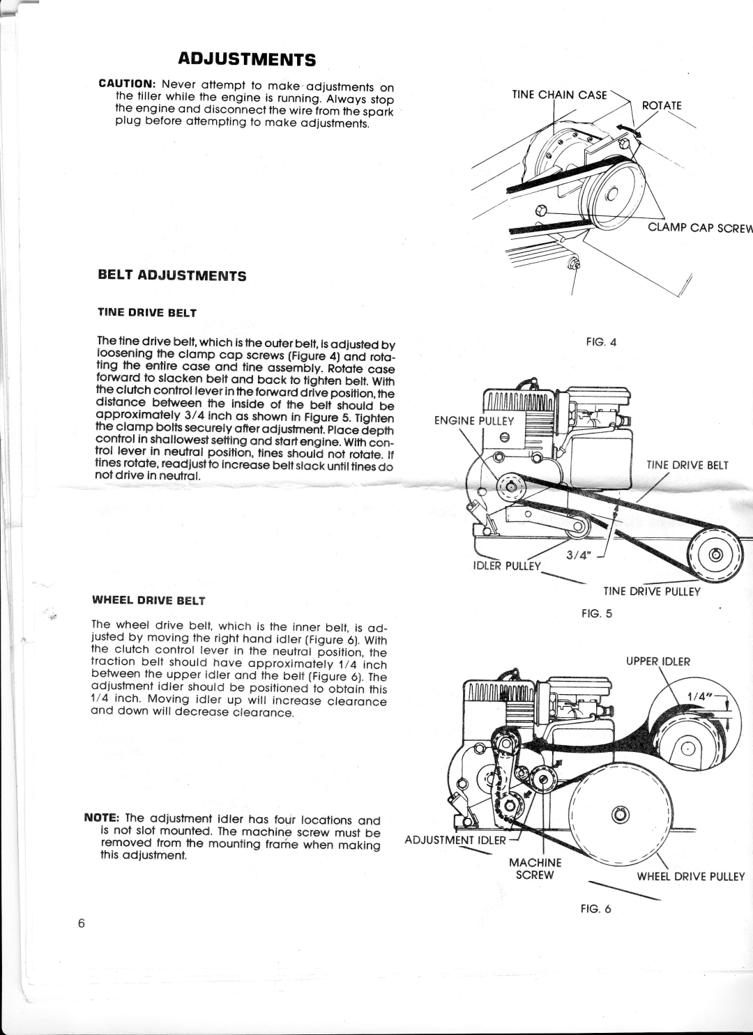 Ward's GIL-39012B manual 3t4, Tinedrivebelt, Wheeldrivebelt, Tinedrivepulley FIG5, FIG6 