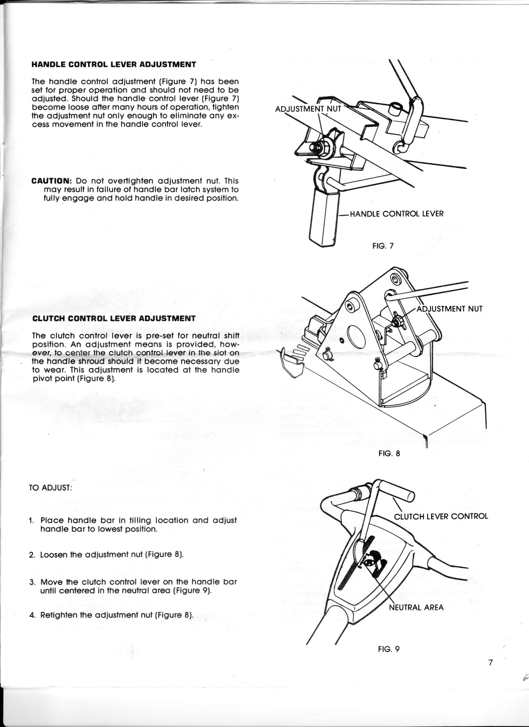 Ward's GIL-39012B Handlecontrolleveradjustment, Clutchcontrolleveradjustment, Toadjust, Clutchlevercontrol Neutralarea 