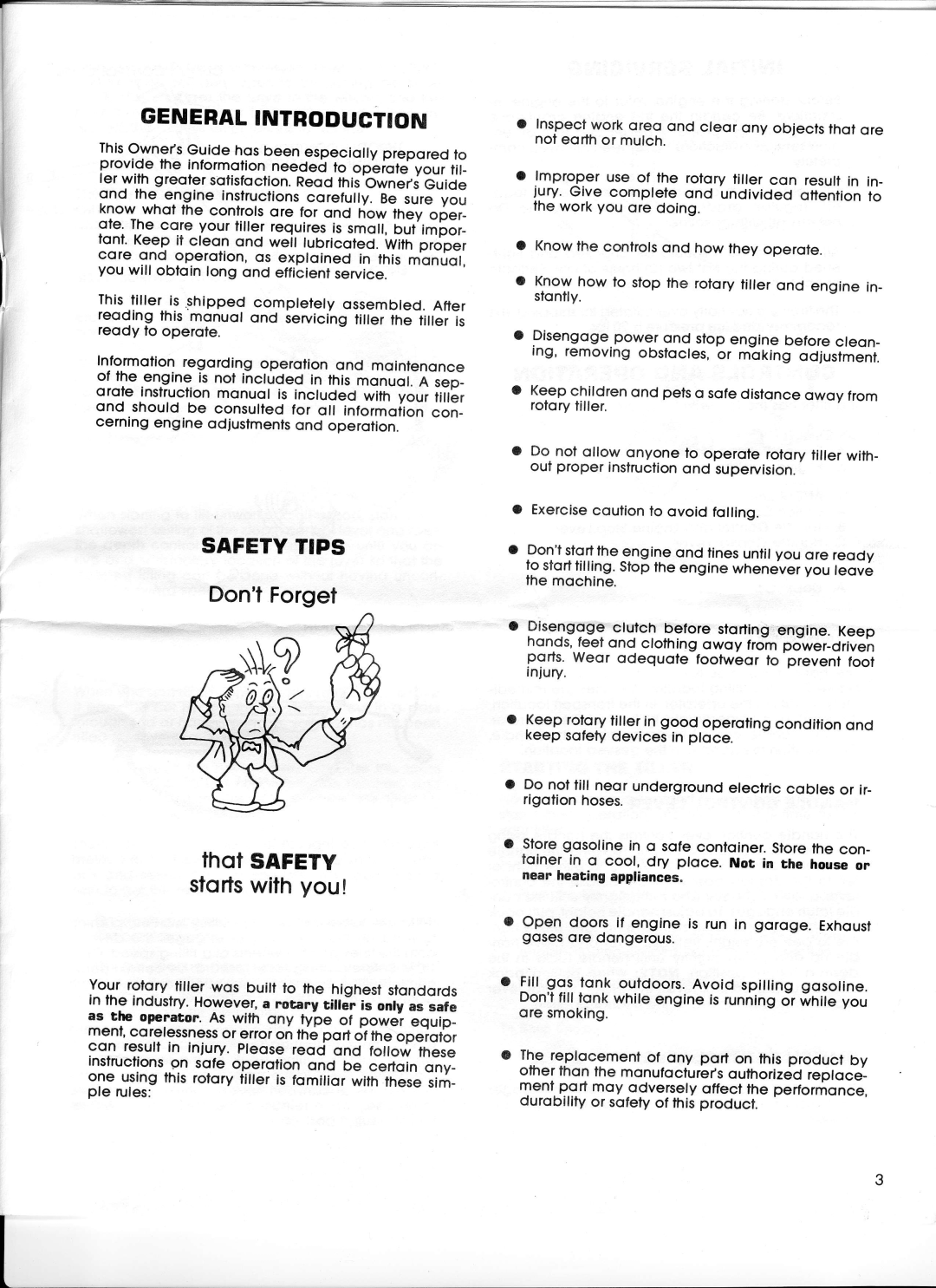 Ward's GIL-39012B manual DontForget, Safetytips, thot SAFETY stortswith you, Generalintroduction 