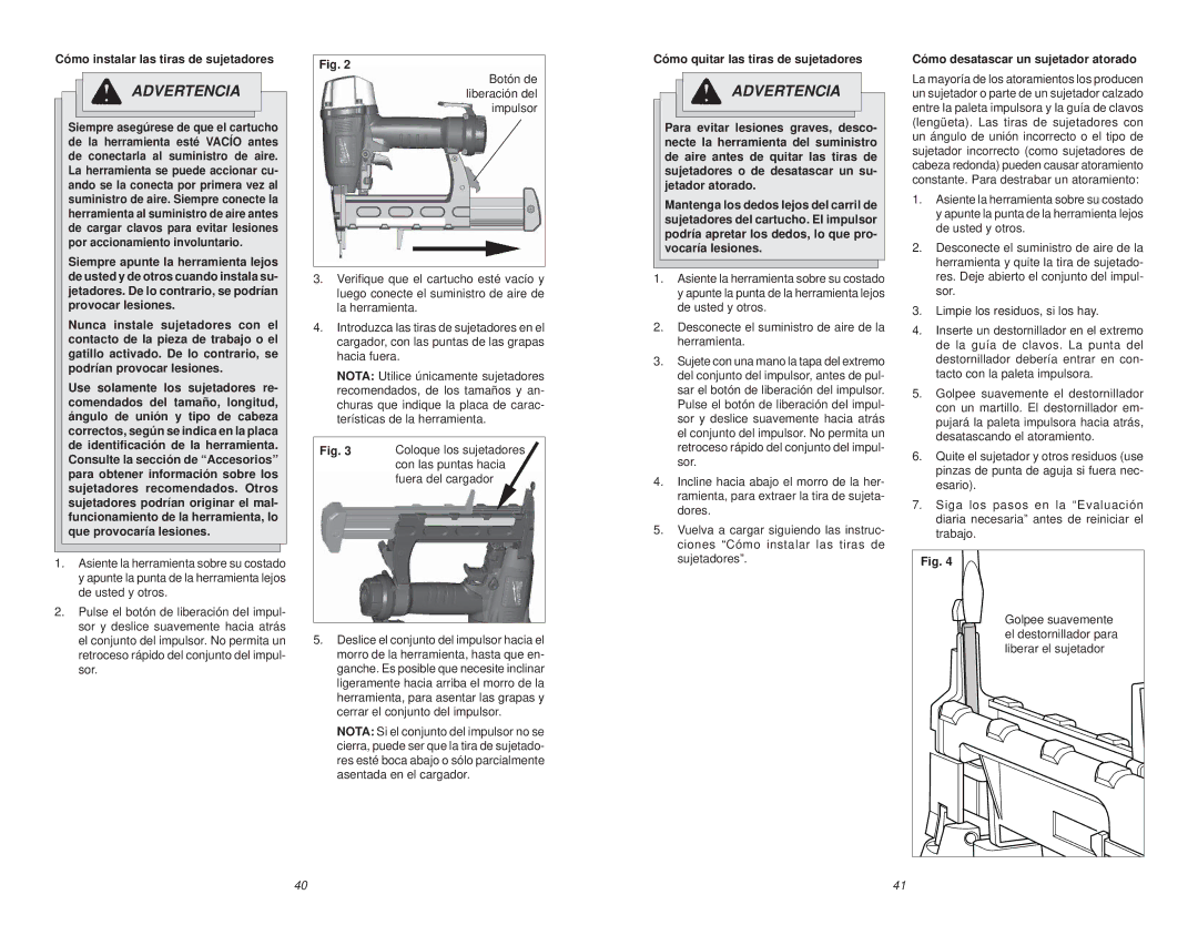 Waring 7155-21 manual Cómo instalar las tiras de sujetadores, Cómo quitar las tiras de sujetadores, Liberar el sujetador 