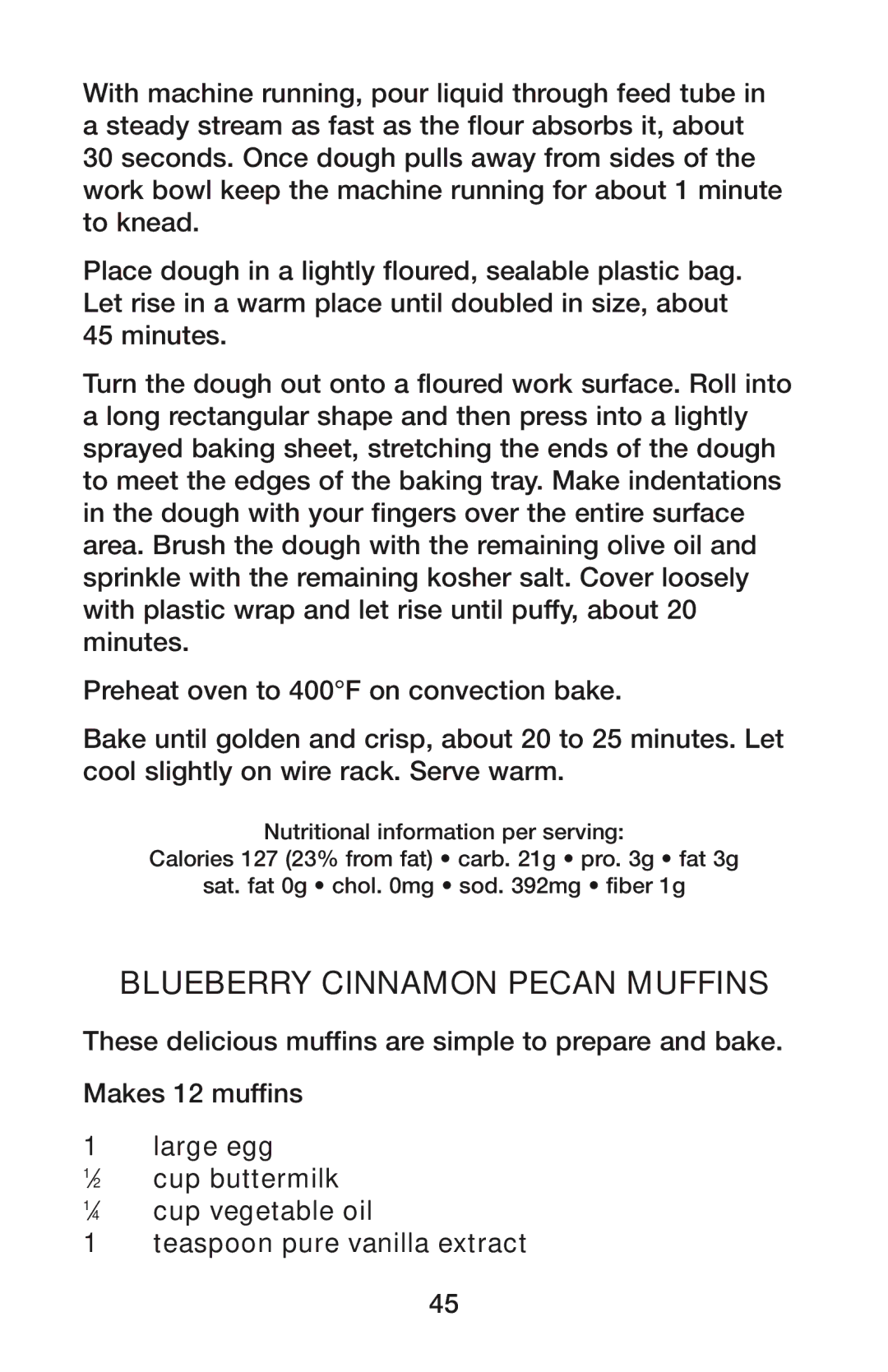 Waring CO1500B manual Blueberry cinnamon pecan muffins 