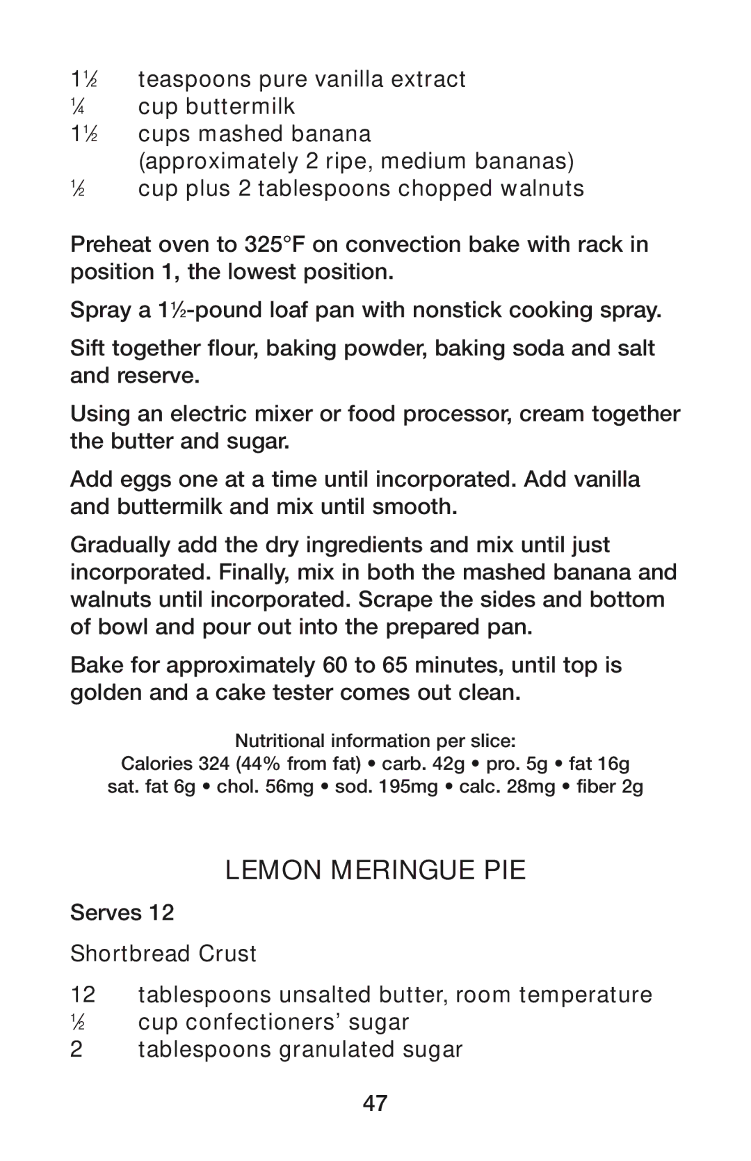 Waring CO1500B manual Lemon Meringue Pie 